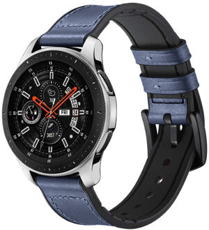 Echt Lederen Smartwatch Bandje Voor De Samsung Gear S3 Classic - Blauw