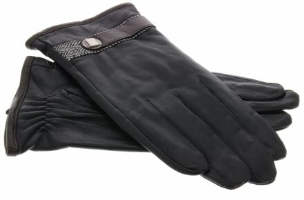 Echt lederen touchscreen handschoenen met bandje - Maat XL