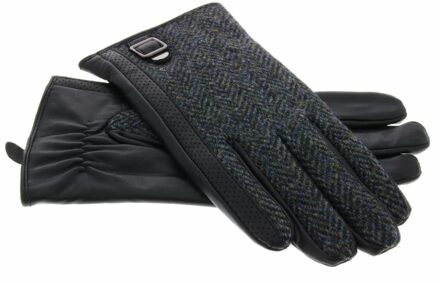 Echt lederen touchscreen handschoenen met textiel - Maat XL