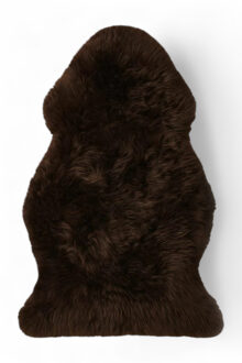 Echte chocoladebruine schapenvacht, zijdezacht, natuurlijk, zacht, pluizig, echt wollen tapijt