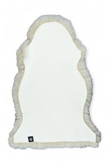 Echte crèmekleurige linnen schapenvacht, natuurlijk zijdezacht, pluizig, echt wollen tapijt Beige