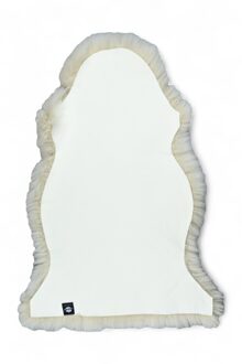 Echte ivoorkleurige schapenvacht, natuurlijk zijdezacht, pluizig, echt wollen tapijt Wit