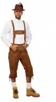 Echte lederhosen halflang Camel kleur | Oktoberfest kleding maat 52 (L)