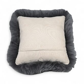 Echte schapenvacht antracietgrijs 40x40cm Echt wollen enkelzijdig kussen