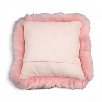 Echte schapenvacht roze 40x40cm echt wol enkelzijdig kussen