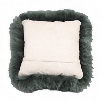 Echte schapenvacht tijmgroen 40x40cm Echt wollen enkelzijdig kussen