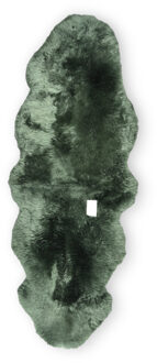 Echte schapenvacht tijmgroen dubbel natuurlijk zijdeachtig zacht echt wollen tapijt