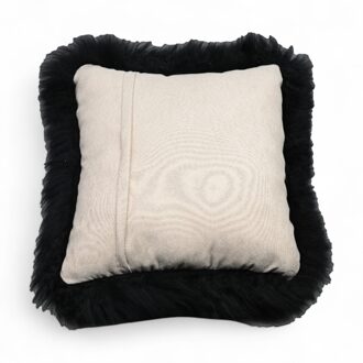 Echte schapenvacht zwart 40x40cm echt wol enkelzijdig kussen