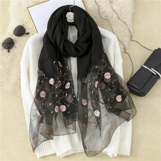 Echte Zijde En Wol Vrouwen Sjaal Bloemen Borduurwerk Dame Hoofdband Sjaals Pashmina Sjaal Wraps Bandana Hijab Big Size Strand 7