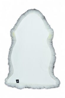 Echte zwarte wollen punt schapenvacht, natuurlijk zijdezacht, pluizig, echt wollen tapijt Wit/Zwart