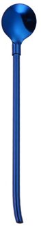 Eco Drinken roestvrij staal stro Yerba metalen rietjes Kalebas Bombilla Filter Lepels Herbruikbare Metalen Pro Thee Gereedschappen Bar Accessoires Blauw