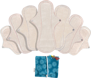 Eco Femme Full Cycle Kit - wasbaar maandverband (Kleur: Natural - Wit)