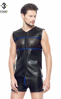 Eco-leder mouwloos shirt ( XS-S-M-2XL-3XL-4XL) - Size: XS