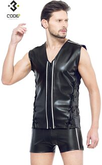 Eco-leder mouwloos shirt zilver (XS-S-M|) - Size: M