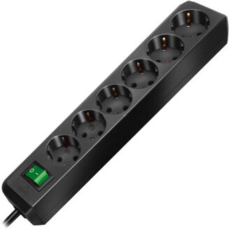 Eco-Line Stekkerdoos 6x Zwart