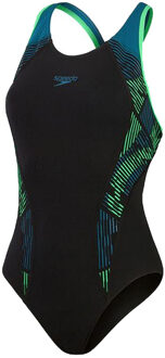 Eco+M Placem Laneback Badpak Dames 3XL/46 Zwart dessin