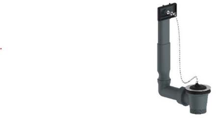 ECO-SAVE kunststof gootsteenafvoer en overloopgarnituur, grijs, 1 1/2"ET x 70 mm, in hoogte verstelbaar, overloop aan de zijkant - 98834149