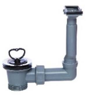 ECO-SAVE kunststof gootsteenafvoer en overloopkraan, grijs, 1 1/2"ET x 70 mm, overloop voor druppelvlakken - 98834349