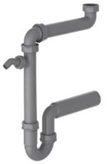 ECO-SAVE Kunststof ruimtebesparende spoelbak buisvormige sifon, Grau, 1 1/2" H x 50 mm, met 3/4" apparaataansluiting - 98833649