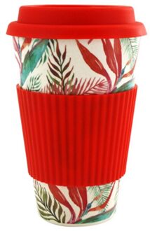 Eco-vriendelijke Koffie Thee Cup Bamboevezel Koffie Mok Tarwe Stro Reizen Water Drink Mok Met Siliconen Deksel rood