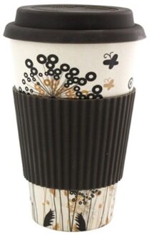 Eco-vriendelijke Koffie Thee Cup Bamboevezel Koffie Mok Tarwe Stro Reizen Water Drink Mok Met Siliconen Deksel zwart