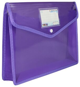 Eco-vriendelijke Plastic Bestand Mappen Uitbreidbaar Envelop Map Met Drukknoop Sluiting Duurzaam Waterdicht Voor Office Home Paars