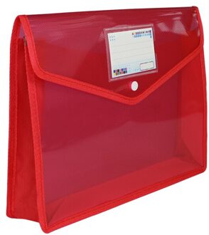 Eco-vriendelijke Plastic Bestand Mappen Uitbreidbaar Envelop Map Met Drukknoop Sluiting Duurzaam Waterdicht Voor Office Home Rood