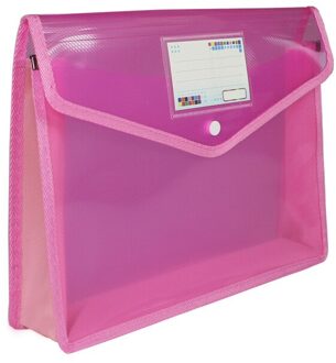 Eco-vriendelijke Plastic Bestand Mappen Uitbreidbaar Envelop Map Met Drukknoop Sluiting Duurzaam Waterdicht Voor Office Home UY8 Roze