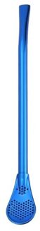 Eco-vriendelijke Rvs Straw Herbruikbare Thee Filter Kleurrijke Wasbare Stro Drinken Keuken Tool Servies Bar Accessoires blauw