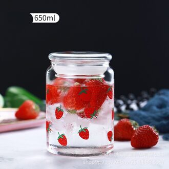 Eco Vriendelijke Water Fles Met Stro Servies Glas Aardbei Grote Capaciteit Hittebestendig Cup Met Deksel Glassbottle Drinkware