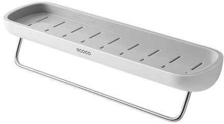 Ecoco Badkamer Plank Douche Organizer Caddy Organizer Wall Mount Shampoo Rack Geen Boren Keuken Opslag grijs met Towel Bar