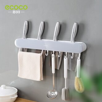 Ecoco Multifunctionele Wand Gemonteerde Keuken Mes Opslag Container Bestek Organisator Keuken Messen Houder Gebruiksvoorwerpen Organizer lang grijs