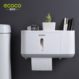 Ecoco Papieren Handdoek Tissue Box Dispenser Wandmontage Magazijnstelling Papieren Handdoek Houder Badkamer Organizer Accessoires Gadgets groot grijs