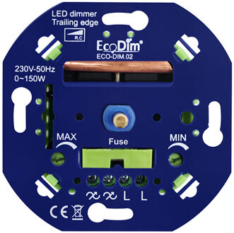 EcoDim LED Dimmer - ECO-DIM.02 - Fase Afsnijding RC - Inbouw - Enkel Knop - 0-150W - Zekering