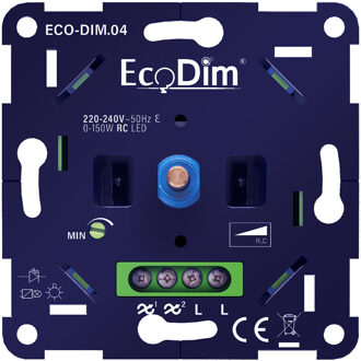 EcoDim LED Dimmer - ECO-DIM.04 - Fase Afsnijding RC - Inbouw - Enkel Knop - 0-150W