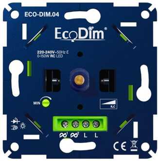 EcoDim LED Dimmer - ECO-DIM.04 - Fase Afsnijding RC - Inbouw - Enkel Knop - 0-150W