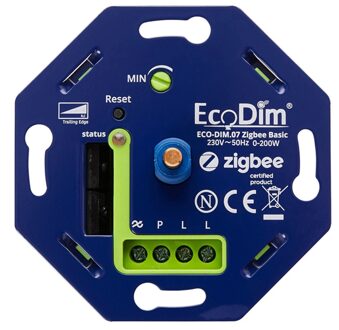 EcoDim LED Dimmer - Smart WiFi - ECO-DIM.07 - Fase Afsnijding RC - ZigBee Basic - Inbouw - Enkel Knop - 0-200W