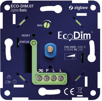 EcoDim LED Dimmer - Smart WiFi - ECO-DIM.07 - Fase Afsnijding RC - ZigBee - Inbouw - Enkel Knop - 0-200W