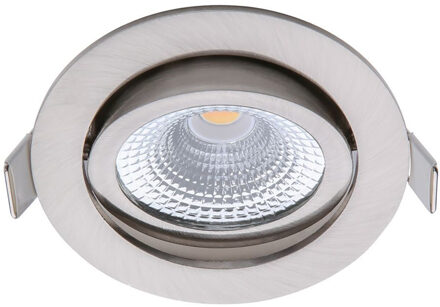 EcoDim LED Spot - Inbouwspot - ED-10030 - 5W - Waterdicht IP54 - Dimbaar - Warm Wit 2700K - Mat Nikkel - Aluminium - Zilverkleurig