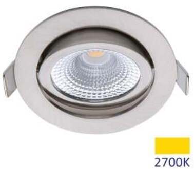 EcoDim LED Spot - Inbouwspot - ED-10030 - 5W - Waterdicht IP54 - Dimbaar - Warm Wit 2700K - Mat Nikkel - Aluminium - Zilverkleurig