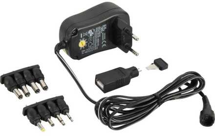 Ecofvriendelijke universele voeding 1000 mA 3-12 V met 8 DC + 1 USB-adapter Power Plug