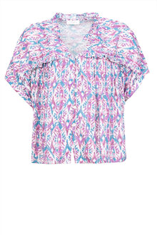 Ecovero blouse met print Valda  roze - XS,S,