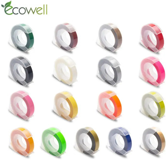 Ecowell 9mm Multicolor Dymo 3D Plastic Embossing Tape for Dymo 1540, 1755, 1880, 12965, 12966, 15447, 1595GY,Motex E-101,E-202
