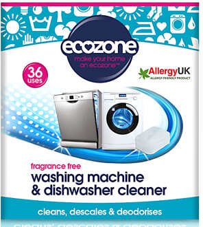 Ecozone Fragrance Free Wasmachine & Vaatwasser Reiniger 36 tabletten