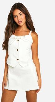 Ecru Denim Crop Top Met Knoopdetails, Ecru - 34