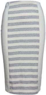 Ecru en grijs gestreepte kokerrok