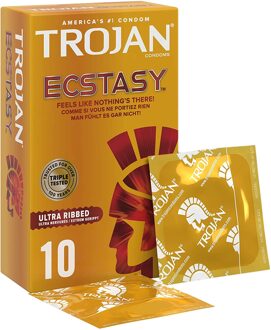 Ecstasy Ultra Ribbed 10 Condooms Met Ribbels Voor Extra Stimulatie Transparant - 53 (omtrek 11-11,5 cm)