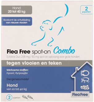 Ectoline Duo Hond - 20 tot 40 kg - Tegen Vlooien en Teken - 2 Pipetten