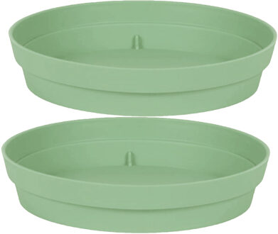 Eda 2x stuks bloempot kunststof onderschalen Toscane groen D23 cm - Plantenpotten
