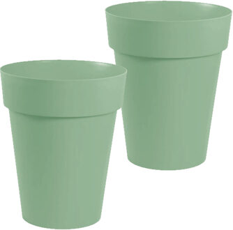 Eda 2x stuks bloempotten Toscane kunststof groen D44 x H53 cm